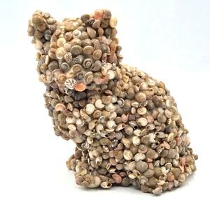 VINTAGE Coastal Folk Art Seashell Covered Cat MCM‎ RETRO